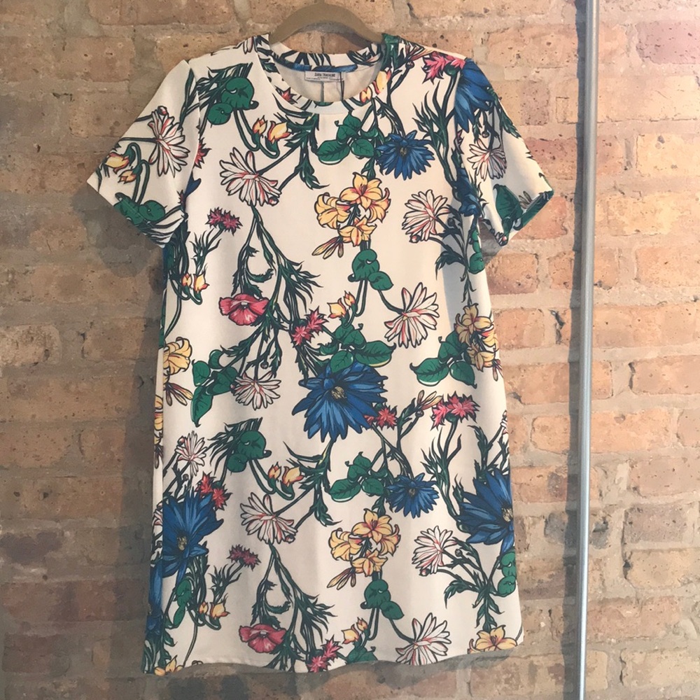 Zara Floral T-Shirt Dress